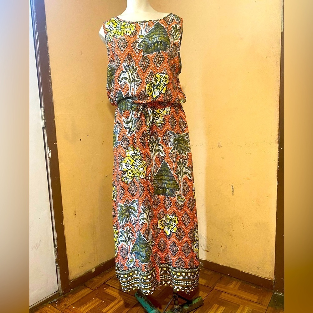 Uncle Frank Orange Green Strapless Sundress